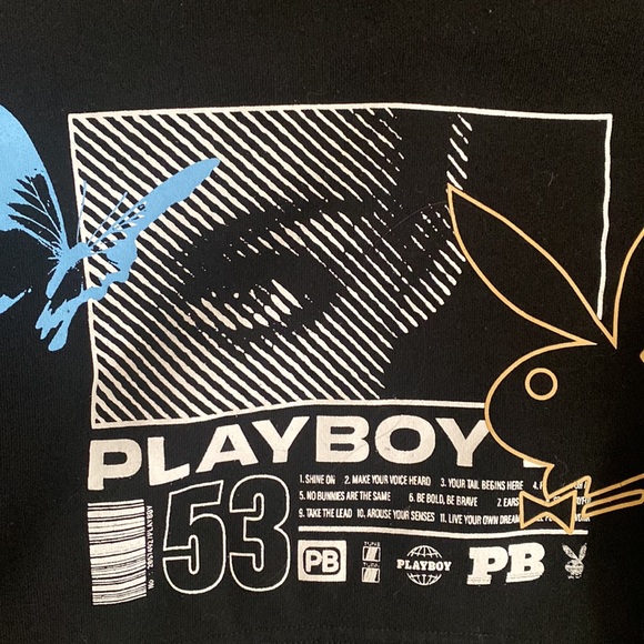 LIKE NEW PLAYBOY SOFT ULTRA CROPPED GRAPHIC SWEATSHIRT - Picture 2 of 3